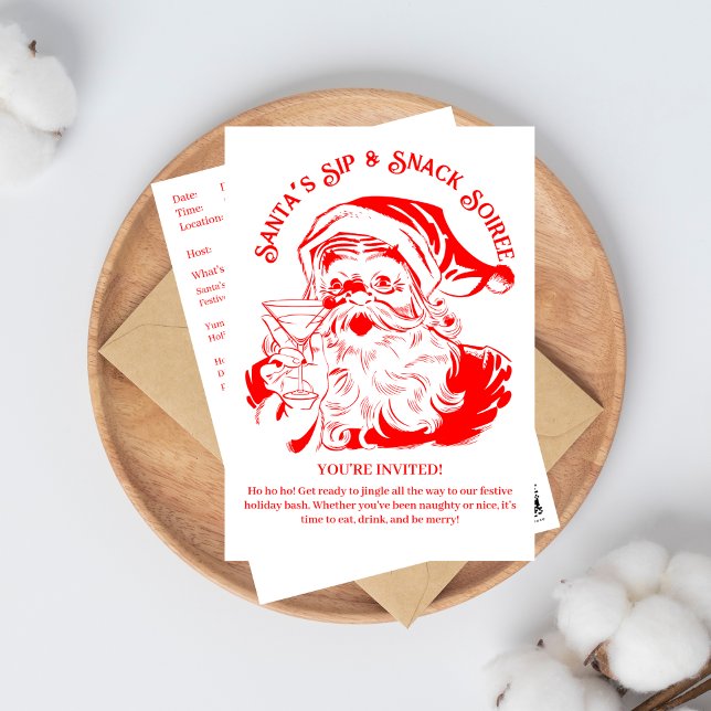 Santa's Sip & Snack Soiree Christmas Party Invitation (Creator Uploaded)