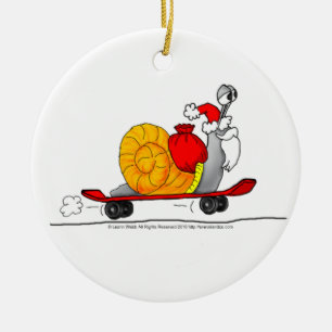Santa's Skateboard Ceramic Ornament