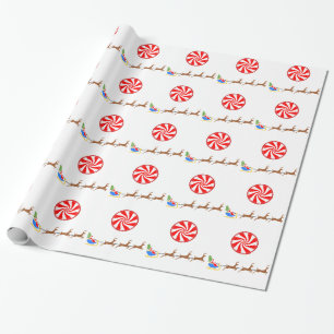 Santa's Slay & Peppermint Candy Wrapping Paper