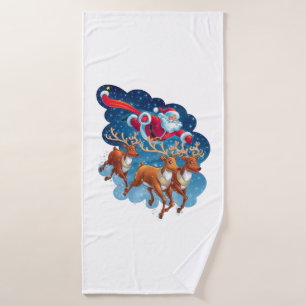 Santa's Sleigh Adventure Bath Towel