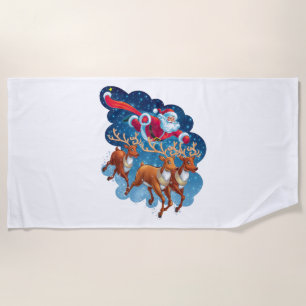 Santa's Sleigh Adventure Beach Towel