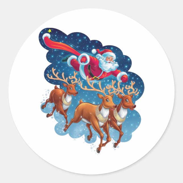 Santa's Sleigh Adventure Classic Round Sticker (Front)