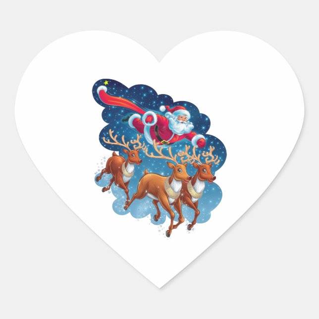 Santa's Sleigh Adventure Heart Sticker (Front)