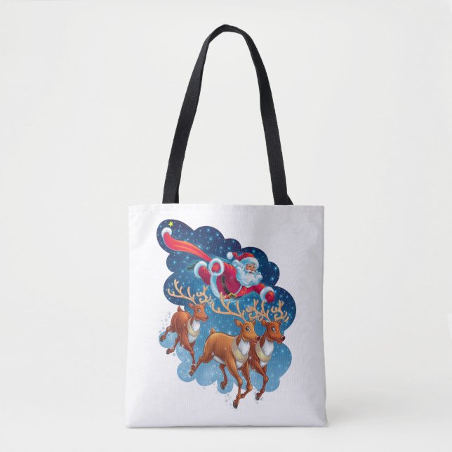 Santa's Sleigh Adventure Tote Bag (Front)