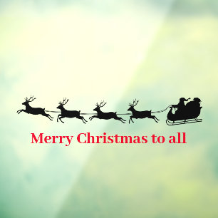 Santa's Sleigh and Reindeer Design Window Cling