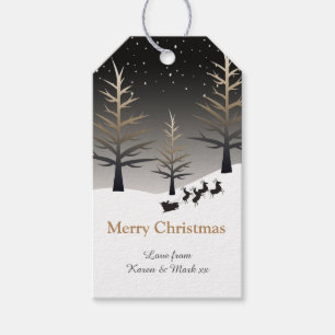 Santa's Sleigh and Tree Silhouette Personalised Gift Tags