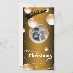 Santa's Sleigh Bubble Christmas Holiday Photo Card