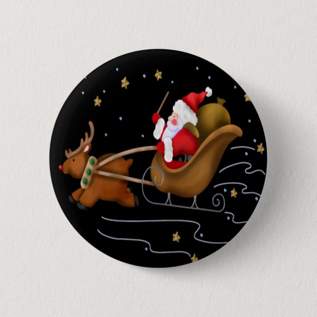 Santa's Sleigh - Button (Front)