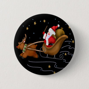 Santa's Sleigh - Button