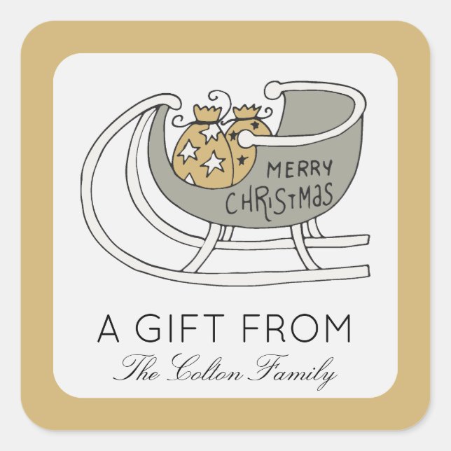 Santa's Sleigh Christmas Gift Label (Front)