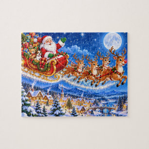 Santa's Sleigh Christmas Scene Jigsaw Puzzle