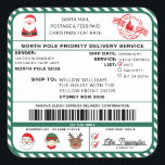 Santas Sleigh Christmas Shipping Label Sticker<br><div class="desc">This Santa's Workshop North Pole Postal Service Christmas shipping label sticker is the perfect way to add a little extra magic to your Christmas wrapping. The sticker can be personalised with your child's name and a preferred method of delivery. All of the text is editable and can be customized to...</div>