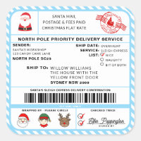 Santas Sleigh Christmas Shipping Label Sticker
