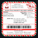 Santas Sleigh Christmas Shipping Label Sticker<br><div class="desc">This Santa's Workshop North Pole Express Christmas shipping label sticker is the perfect way to add a little extra magic to your Christmas wrapping. The sticker can be personalised with your child's name and a preferred method of delivery. All of the text is editable and can be customized to suit...</div>