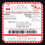 Santas Sleigh Christmas Shipping Label Sticker<br><div class="desc">This Santa's Workshop North Pole Postal Service Christmas shipping label sticker is the perfect way to add a little extra magic to your Christmas wrapping. The sticker can be personalised with your child's name and a preferred method of delivery. All of the text is editable and can be customized to...</div>