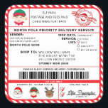 Santas Sleigh Christmas Shipping Label Sticker<br><div class="desc">This Santa's Workshop North Pole Postal Service Christmas shipping label sticker is the perfect way to add a little extra magic to your Christmas wrapping. The sticker can be personalised with your child's name and a preferred method of delivery. All of the text is editable and can be customized to...</div>