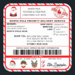 Santas Sleigh Christmas Shipping Label Sticker<br><div class="desc">This Santa's Workshop North Pole Postal Service Christmas shipping label sticker is the perfect way to add a little extra magic to your Christmas wrapping. The sticker can be personalised with your child's name and a preferred method of delivery. All of the text is editable and can be customized to...</div>
