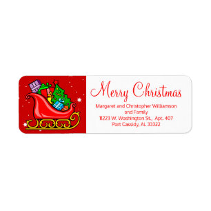 Santa's Sleigh Christmas Tree Gifts Star Red Green