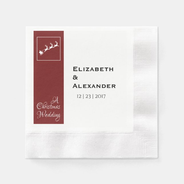 Santa's Sleigh Christmas  Wedding Cocktail Napkins (Front)
