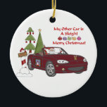 Santa's Sleigh-Copper Ceramic Ornament<br><div class="desc">Add your name and date to the back or your car club name.</div>