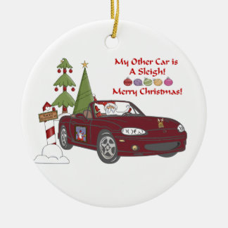 Santa's Sleigh-Copper Ceramic Ornament