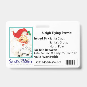 Santa's Sleigh Driving Licence For Kids Badge