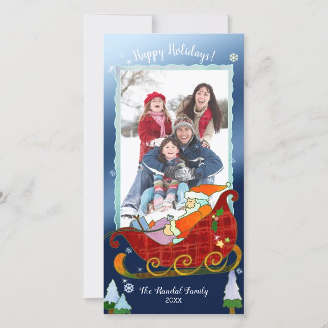 Santa's Sleigh Festive Holiday Photo Card (Front)
