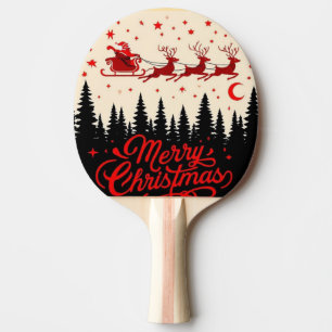 Santa's Sleigh Merry Christmas Forest Scene Art" Ping Pong Paddle