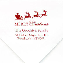 Santa's Sleigh Merry Christmas Return Address