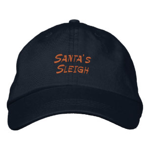 Santa's Sleigh Navy Custom Adjustable-Hat Holiday  Embroidered Hat