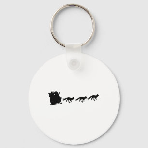 Santas Sleigh Pulled By Foxes - Fox Christmas  Keychain