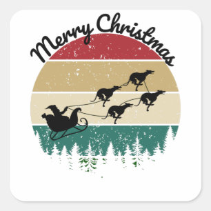 Santas Sleigh pulled by greyhounds Square Sticker