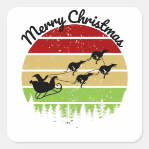 Santas Sleigh pulled by greyhounds Square Sticker