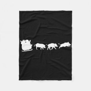 Santas Sleigh Pulled By Wild Hog - Boar Hog Huntin Fleece Blanket