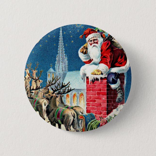 Santa's Sleigh Ride 2 Inch Round Button (Front)