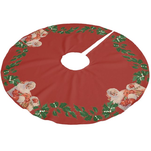 Santas Sleigh Ride Brushed Polyester Tree Skirt (Angled)