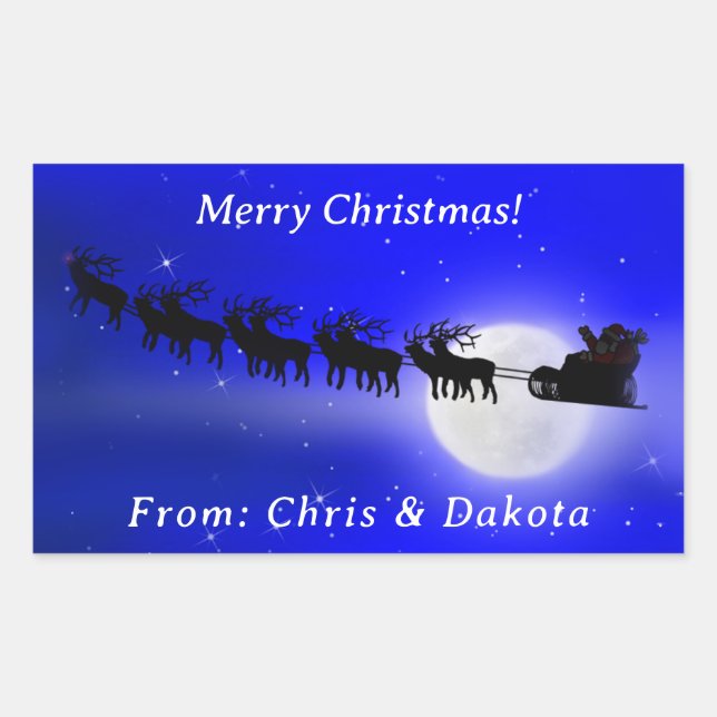Santa's Sleigh Ride Christmas Sticker (Front)