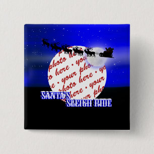 Santa's Sleigh Ride Photo Frame 2 Inch Square Button