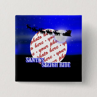 Santa's Sleigh Ride Photo Frame 2 Inch Square Button