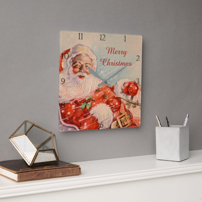 Santas Sleigh Ride Vintage Christmas Clock (Office)