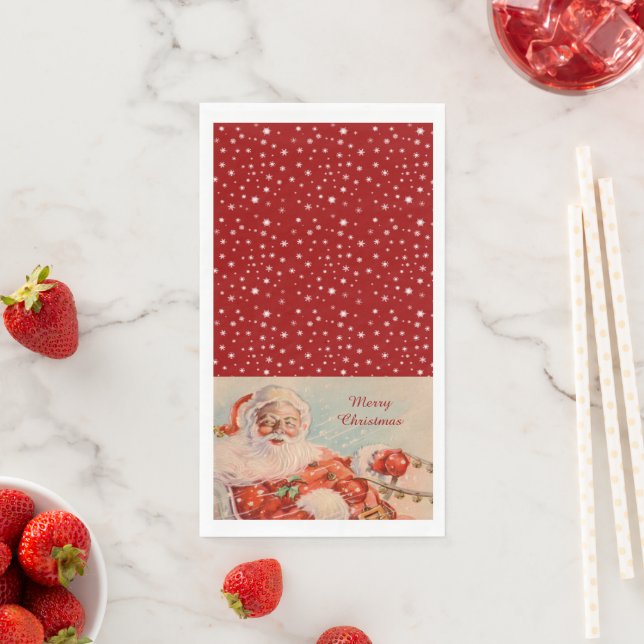 Santas Sleigh Ride Vintage Christmas Placemat Napkin (Insitu)