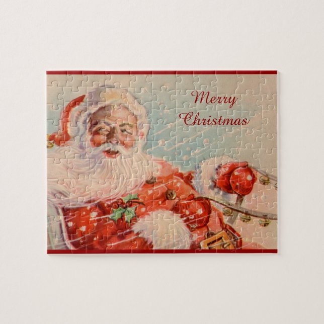 Santas Sleigh Ride Vintage Noël Puzzle (Horizontal)