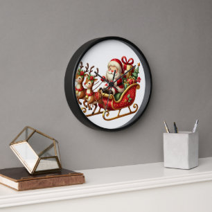 Santa's Sleigh with Reindeer and Gifts – Charming  Clock
