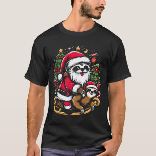 Santa's Slothful Christmas Sleigh Ride T-Shirt