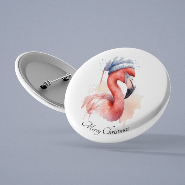 Santa's Snowbird Flamingo, custom 1 Inch Round Button (Creator Uploaded)