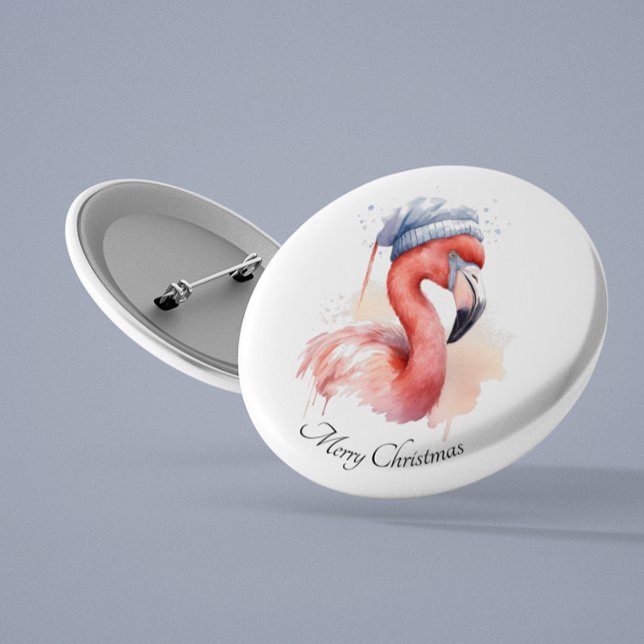 Santa's Snowbird Flamingo, custom 1 Inch Round Button (Creator Uploaded)