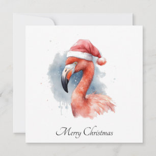 Santa's Snowbird Flamingo, custom Holiday Card