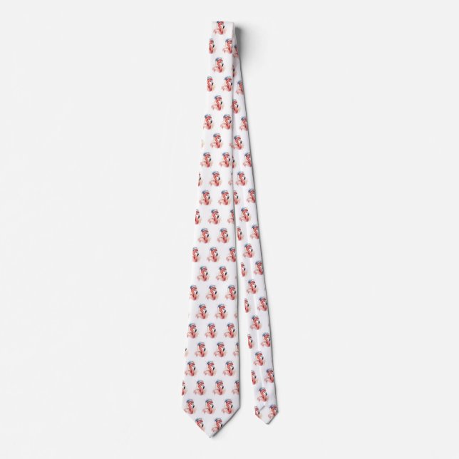 Santa's Snowbird Flamingo Tie (Front)