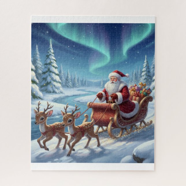 Santa's Starry Ride Through the Arctic Forest Jigsaw Puzzle (Vertical)