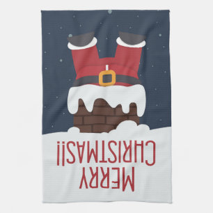 Santa's Stuck in the Chimney Kitchen Towel